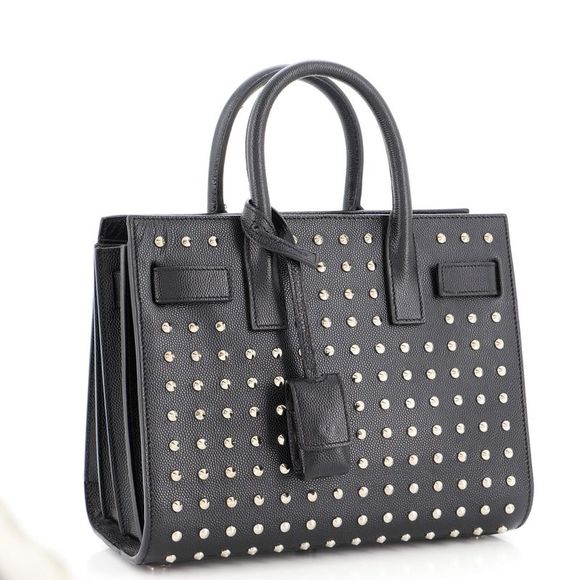 Saint Laurent Sac de Jour Bag Studded Leather Nano Black - Picture 2 of 7